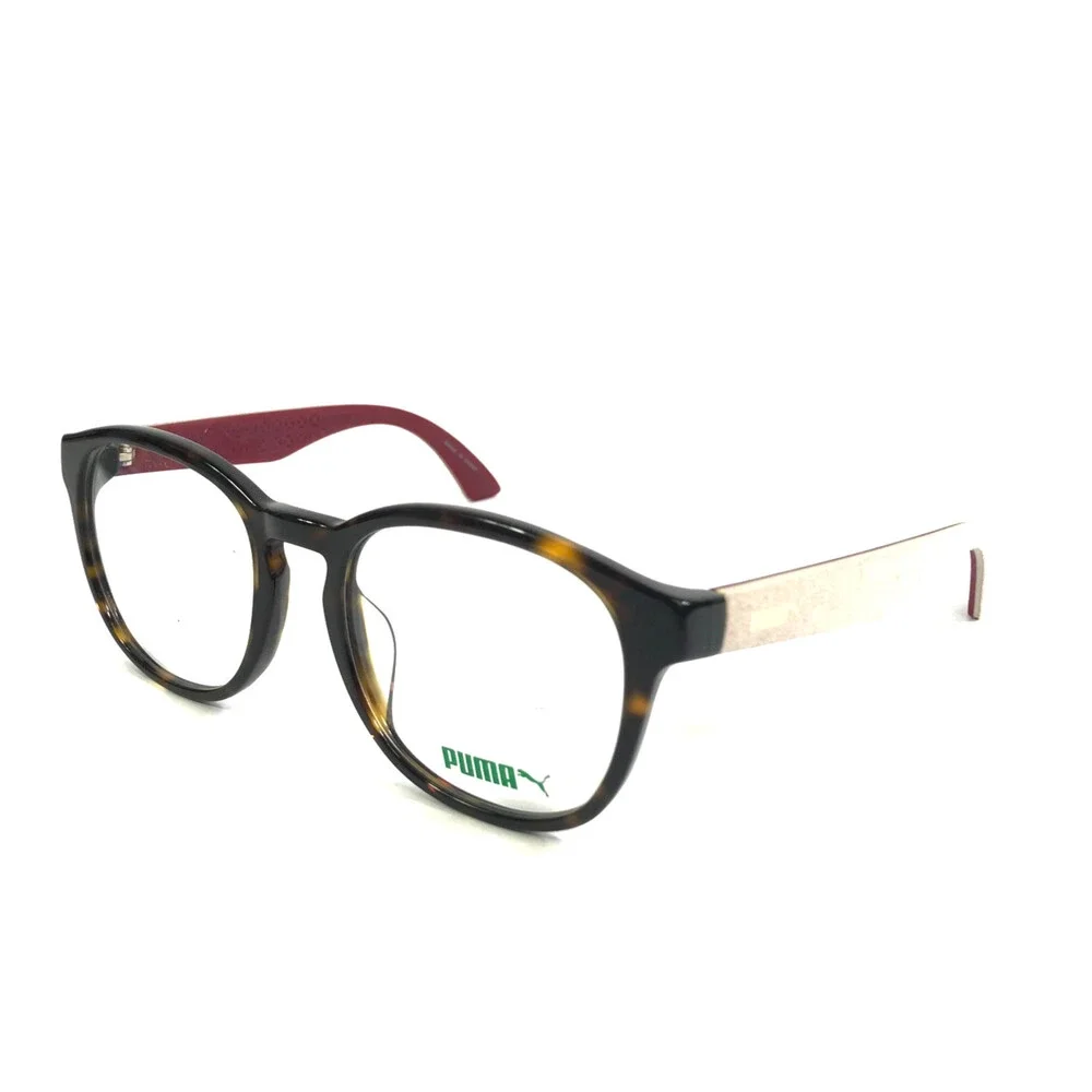 Puma Eyeglasses Frames PU00430A 012 Red Tortoise Nude Suede Leather 53-20-140